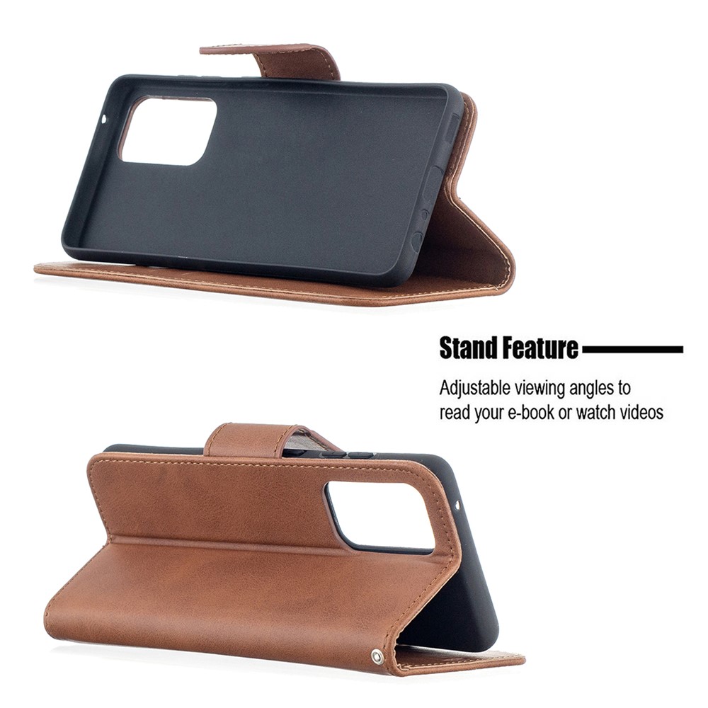 PU Leather Wallet Stylish Smartphone Case for Samsung Galaxy A52 5G - Brown-5