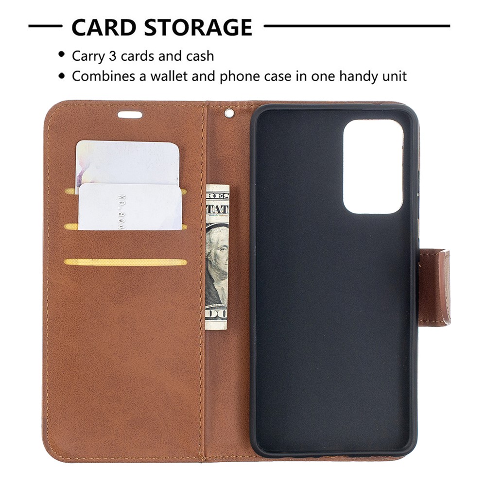PU Leather Wallet Stylish Smartphone Case for Samsung Galaxy A52 5G - Brown-6