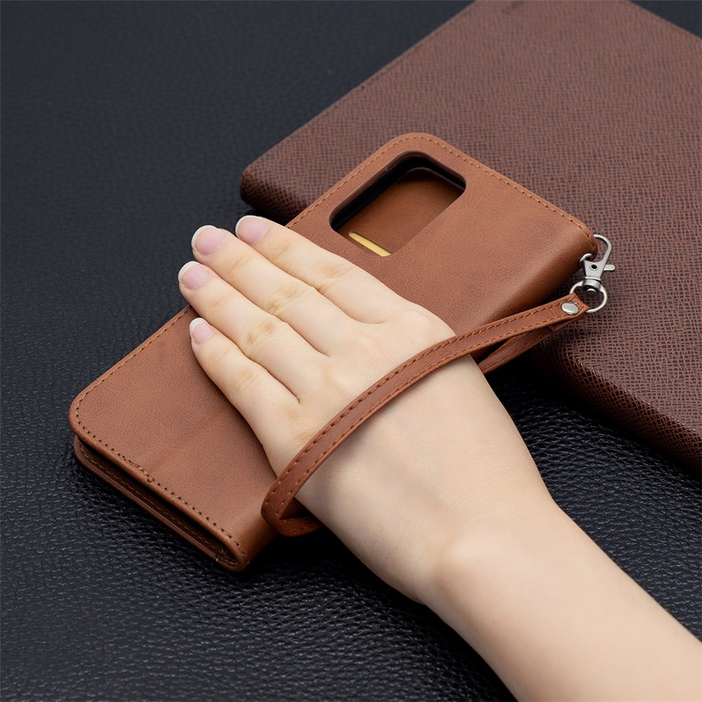 PU Leather Wallet Stylish Smartphone Case for Samsung Galaxy A52 5G - Brown-9