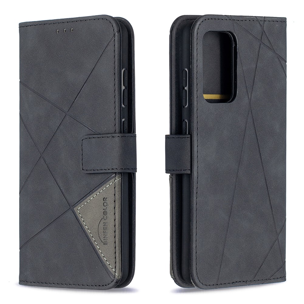 BF05 Geometric Texture Leather Wallet Stand Case Cover for Samsung Galaxy A52 5G - Black-4
