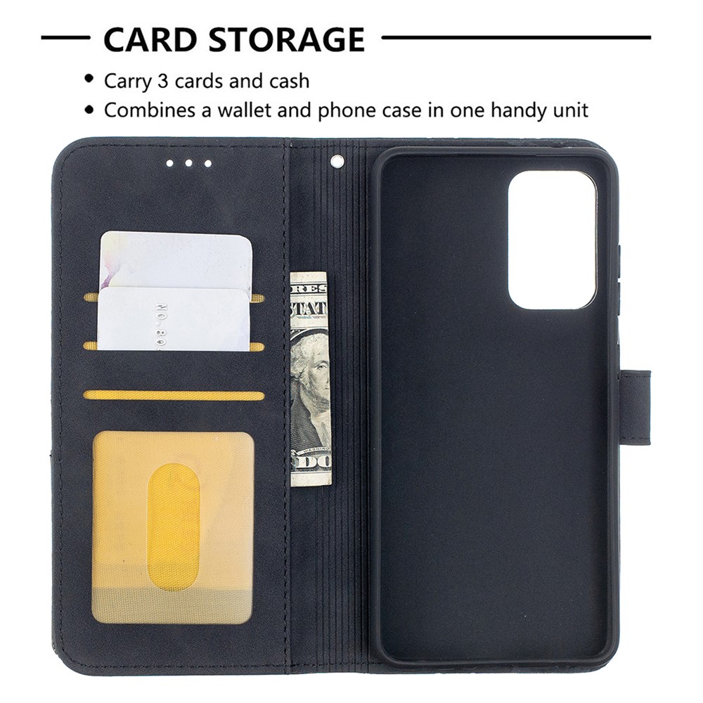 BF05 Geometric Texture Leather Wallet Stand Case Cover for Samsung Galaxy A52 5G - Black-6