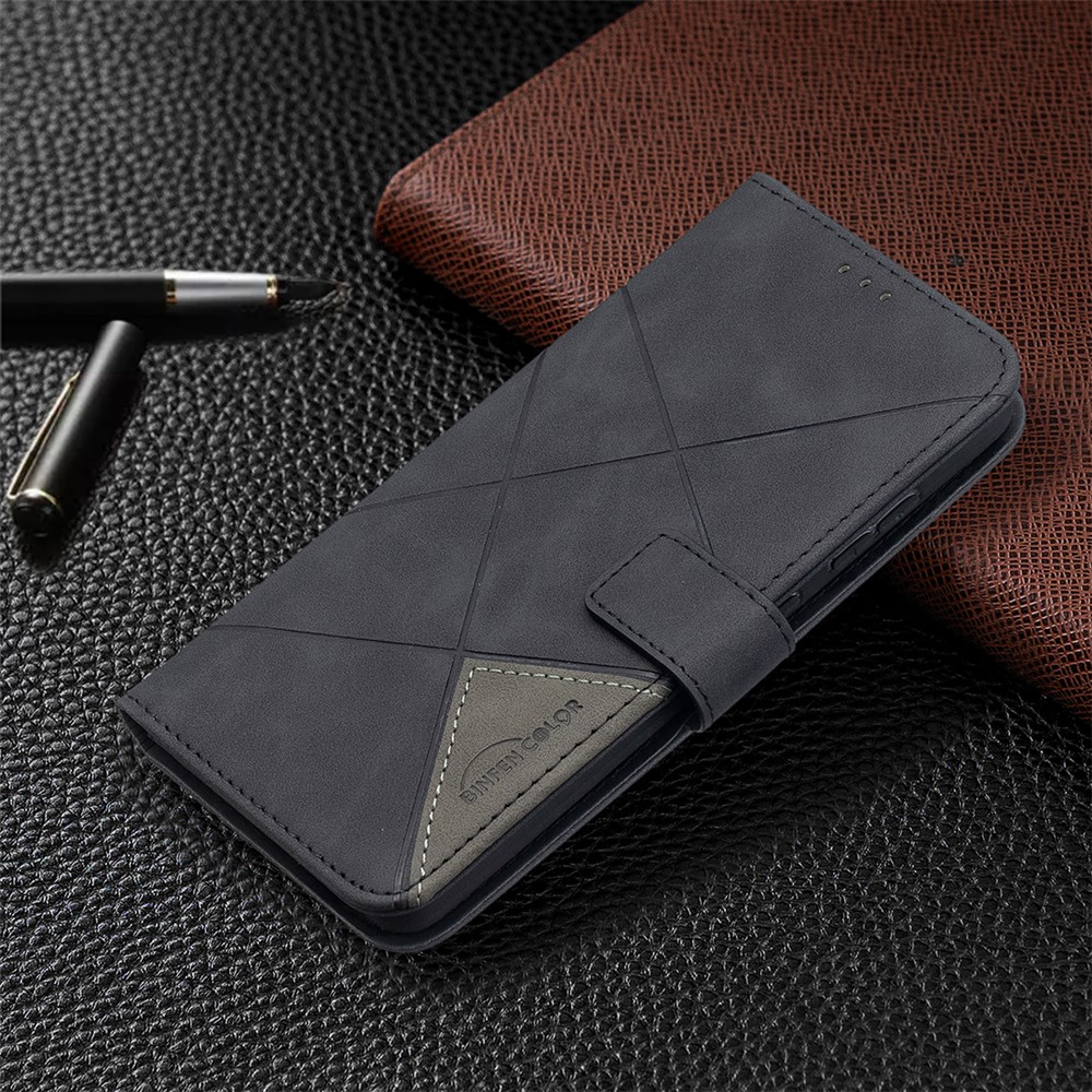 BF05 Geometric Texture Leather Wallet Stand Case Cover for Samsung Galaxy A52 5G - Black-7