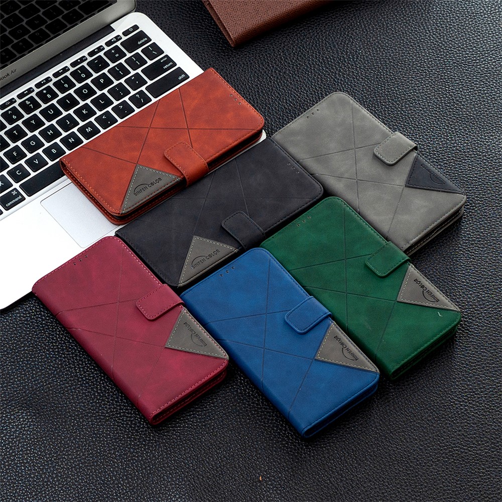 BF05 Geometric Texture Leather Wallet Stand Case Cover for Samsung Galaxy A52 5G - Black-9