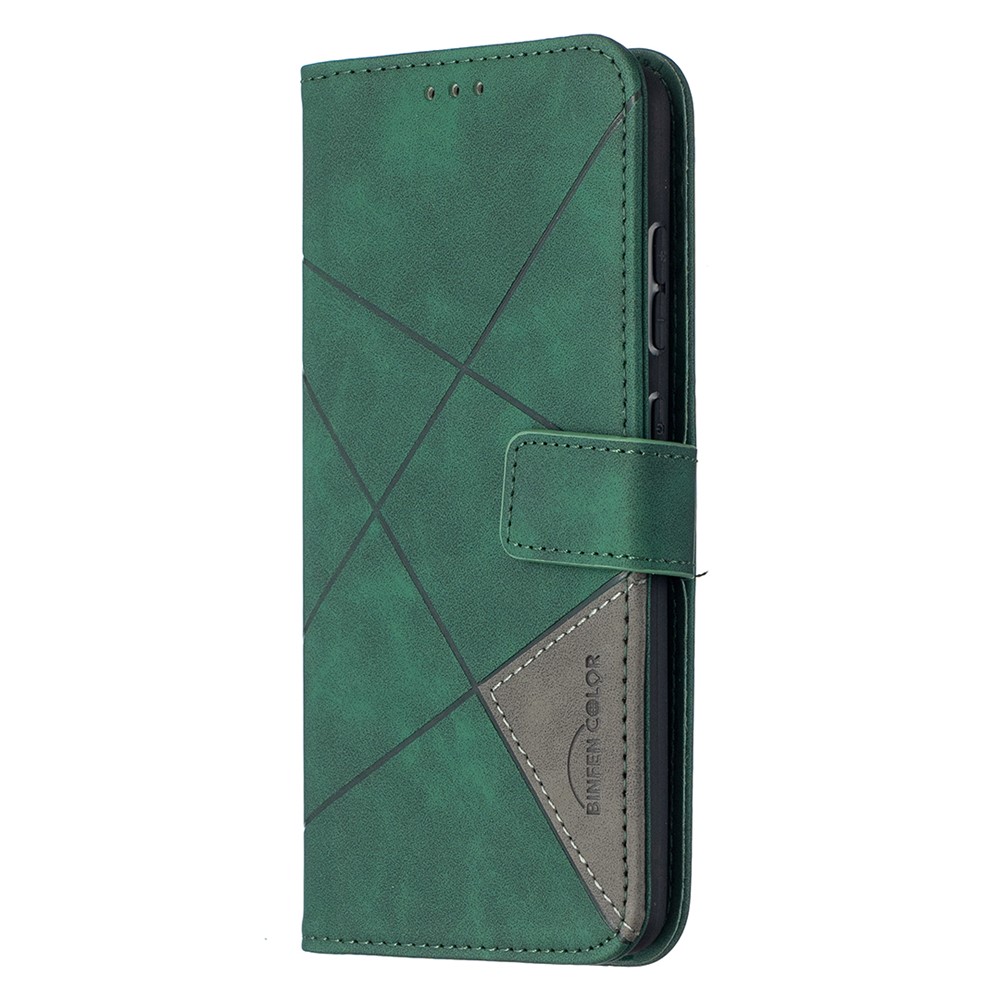 BF05 Geometric Texture Leather Wallet Stand Case Cover for Samsung Galaxy A52 5G - Green-2