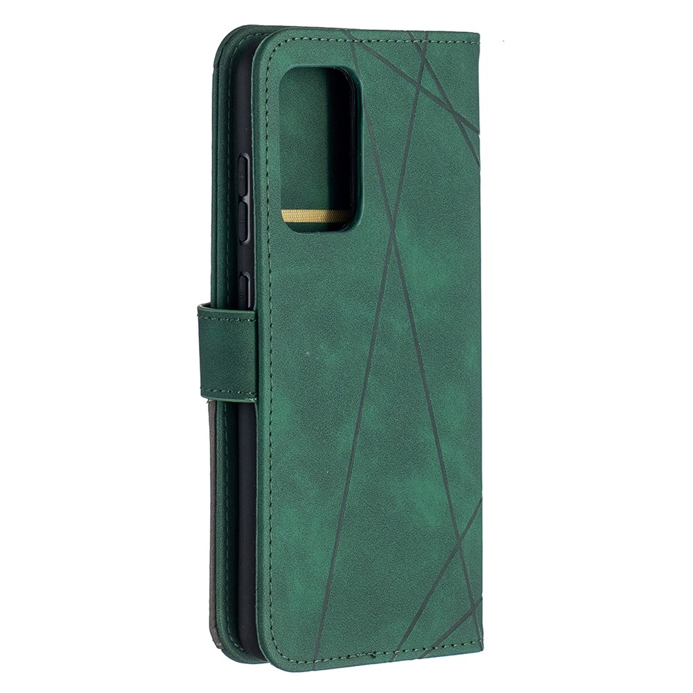 BF05 Geometric Texture Leather Wallet Stand Case Cover for Samsung Galaxy A52 5G - Green-3