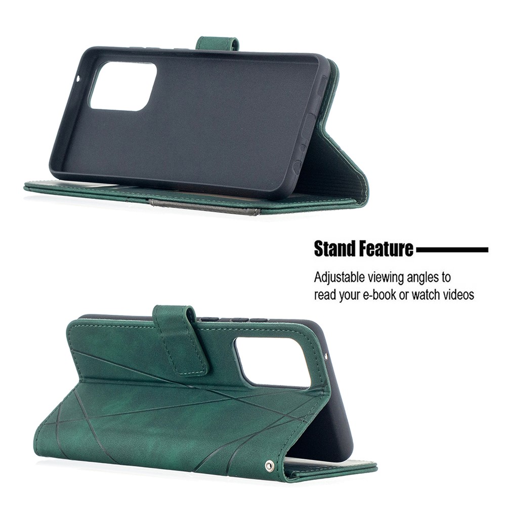 BF05 Geometric Texture Leather Wallet Stand Case Cover for Samsung Galaxy A52 5G - Green-5