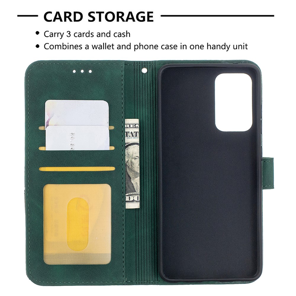 BF05 Geometric Texture Leather Wallet Stand Case Cover for Samsung Galaxy A52 5G - Green-6