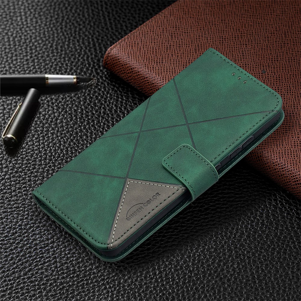 BF05 Geometric Texture Leather Wallet Stand Case Cover for Samsung Galaxy A52 5G - Green-7