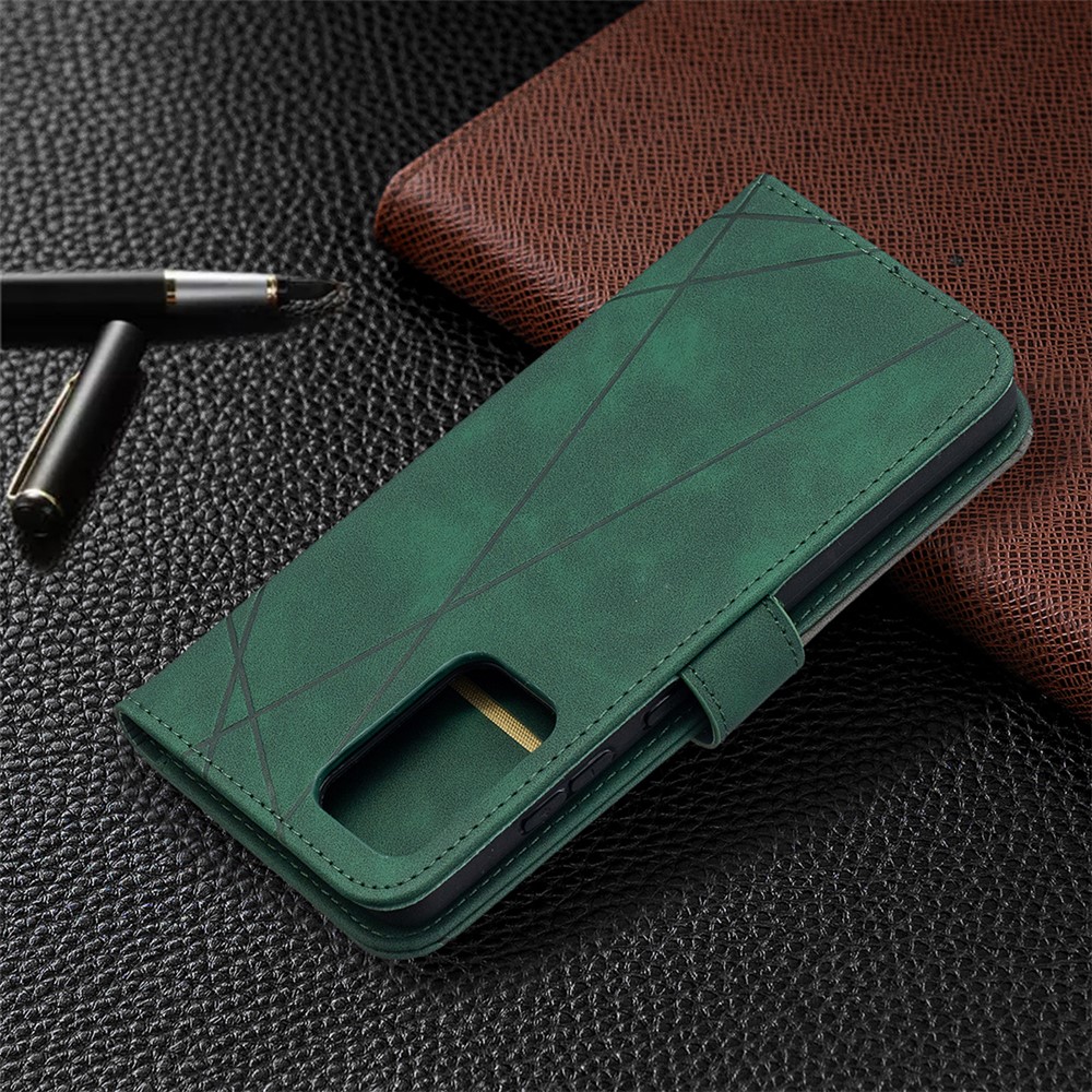 BF05 Geometric Texture Leather Wallet Stand Case Cover for Samsung Galaxy A52 5G - Green-8