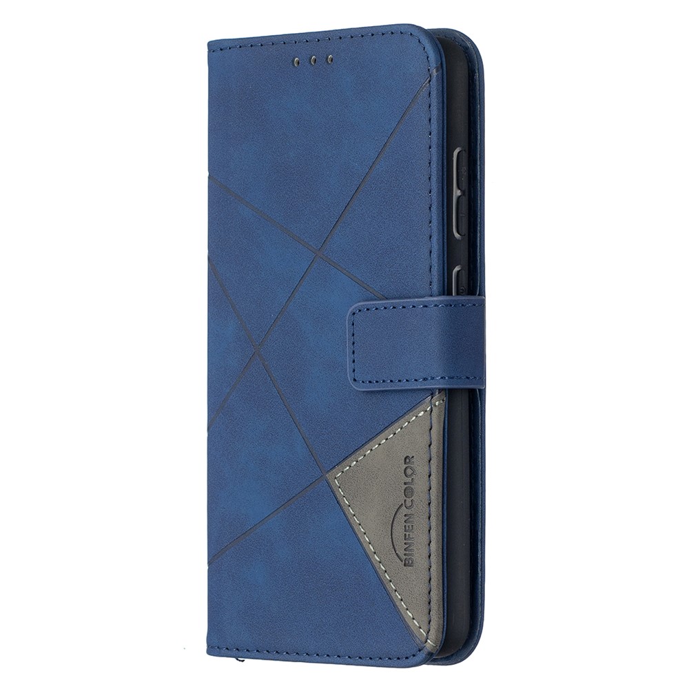 BF05 Geometric Texture Leather Wallet Stand Case Cover for Samsung Galaxy A52 5G - Blue-2