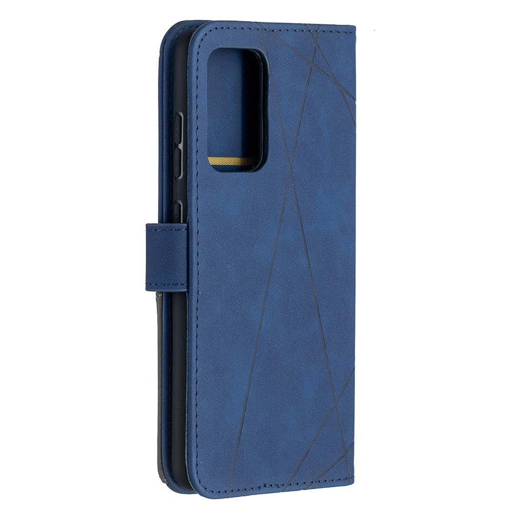 BF05 Geometric Texture Leather Wallet Stand Case Cover for Samsung Galaxy A52 5G - Blue-3
