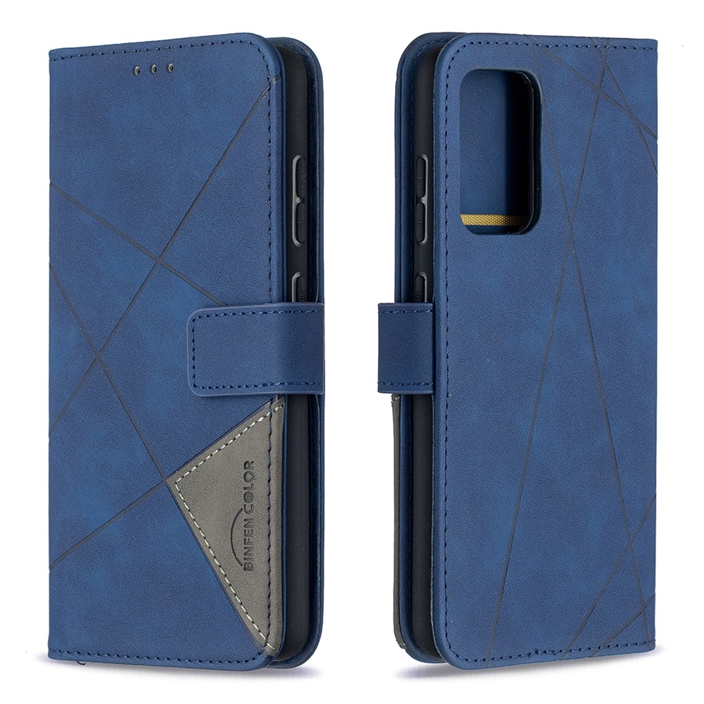 BF05 Geometric Texture Leather Wallet Stand Case Cover for Samsung Galaxy A52 5G - Blue-4