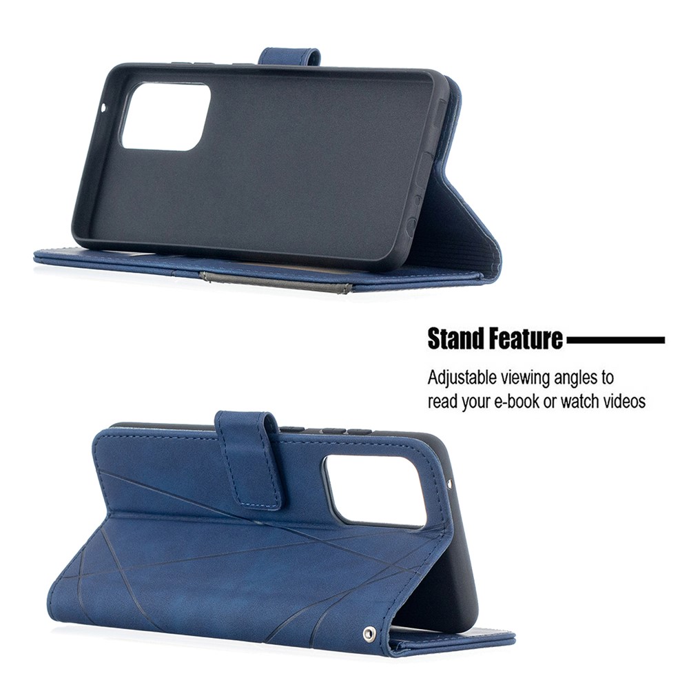 BF05 Geometric Texture Leather Wallet Stand Case Cover for Samsung Galaxy A52 5G - Blue-5