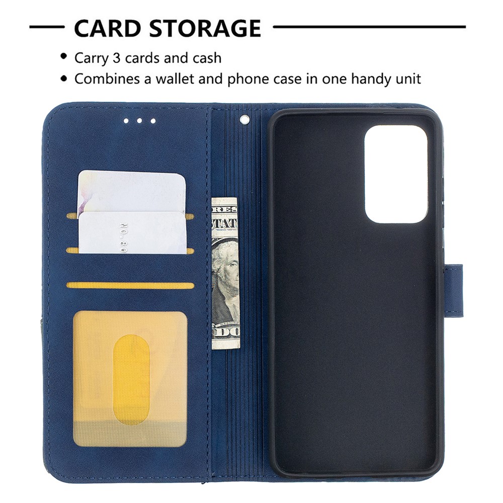 BF05 Geometric Texture Leather Wallet Stand Case Cover for Samsung Galaxy A52 5G - Blue-6