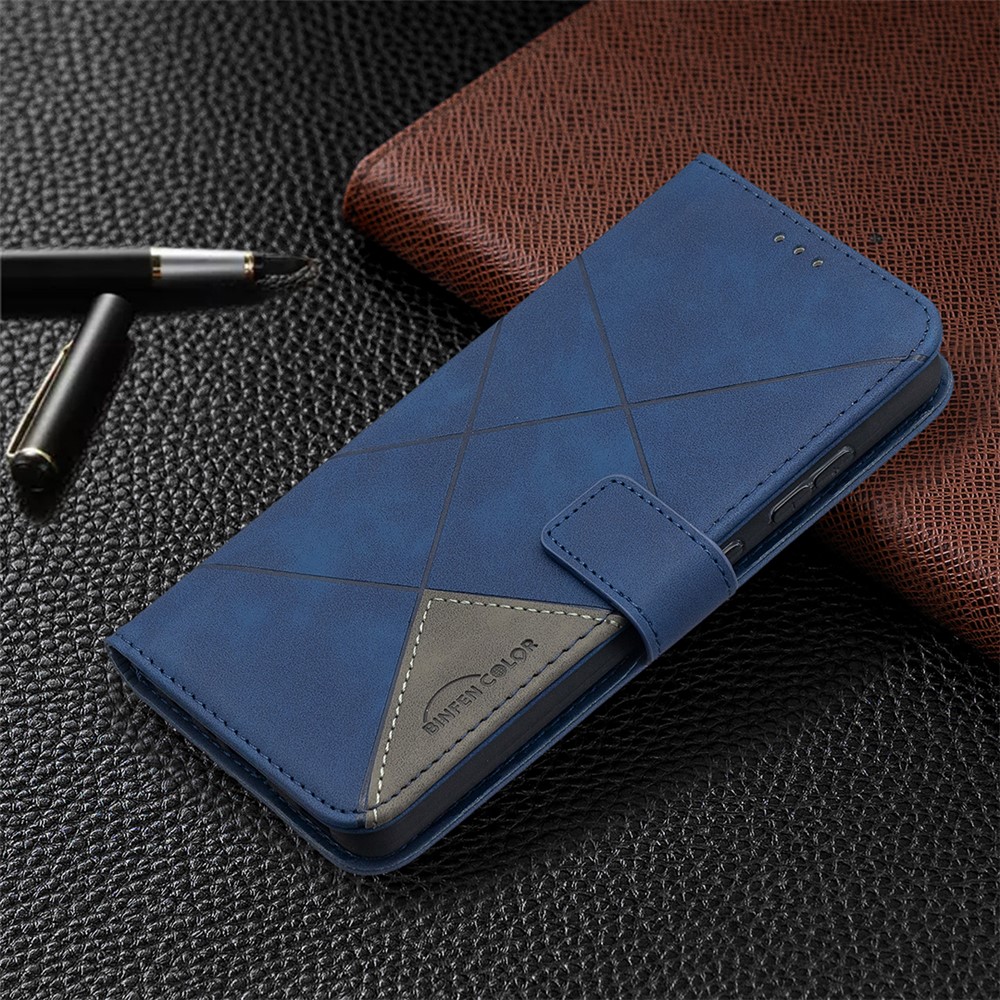 BF05 Geometric Texture Leather Wallet Stand Case Cover for Samsung Galaxy A52 5G - Blue-7