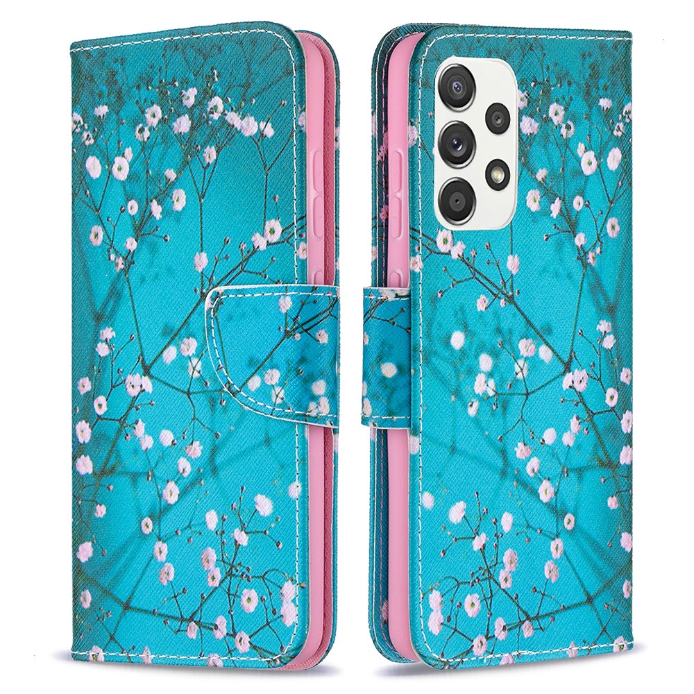 Hot Sale Stand Design Pattern Printing Cover Case for Samsung Galaxy A52 5G - Plum Blossom-1