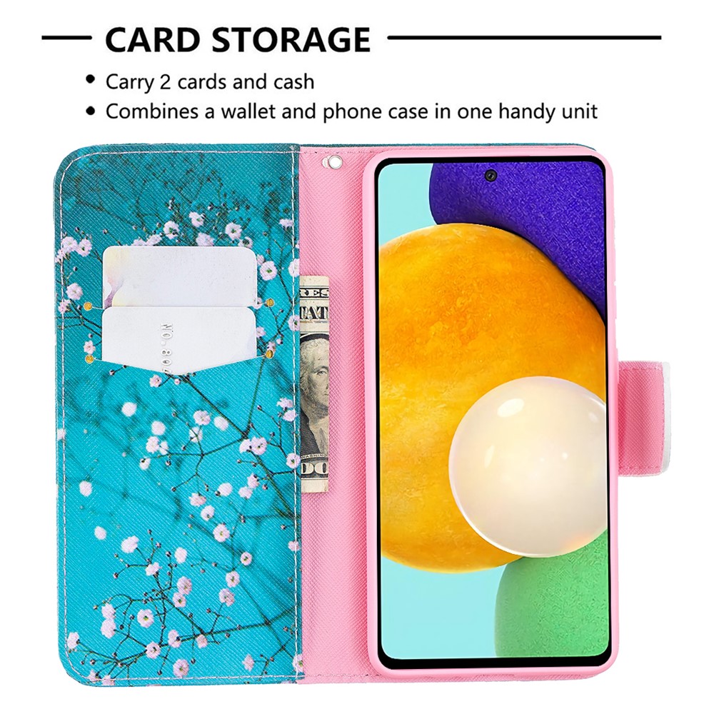 Hot Sale Stand Design Pattern Printing Cover Case for Samsung Galaxy A52 5G - Plum Blossom-2