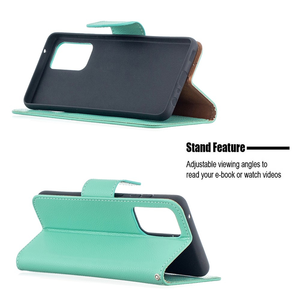 Litchi Surface with Wallet Leather Stand Case for Samsung Galaxy A52 5G - Green-5