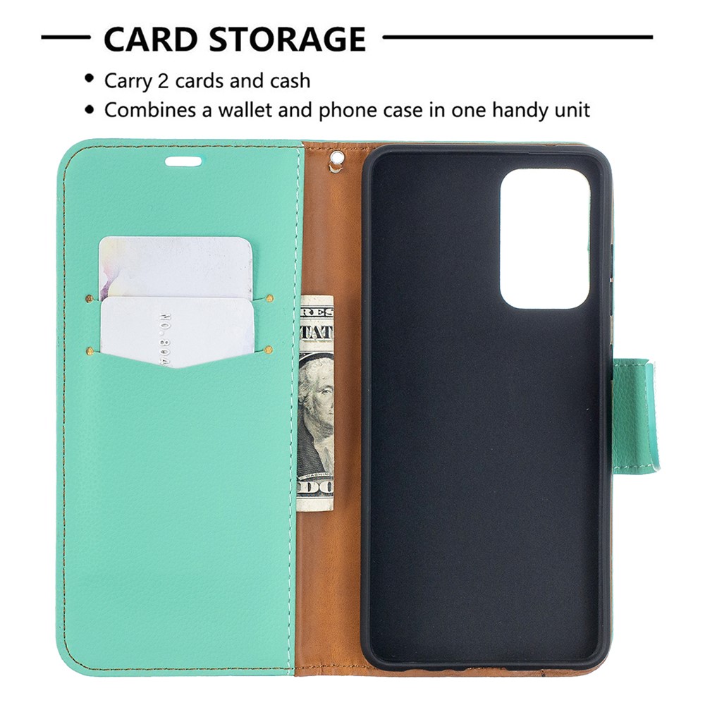 Litchi Surface with Wallet Leather Stand Case for Samsung Galaxy A52 5G - Green-6