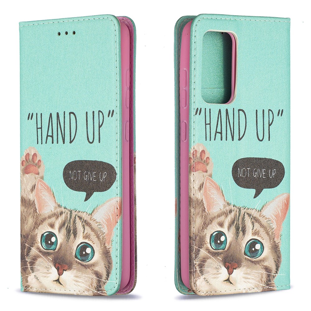 Pattern Printing PU Leather Auto-absorbed Case with Wallet Stand Design for Samsung Galaxy A52 5G - Cat-4
