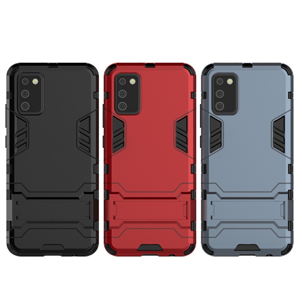 Plastic + TPU Hybrid Case Kickstand Shell for Samsung Galaxy A02s (EU Version) - Black-11