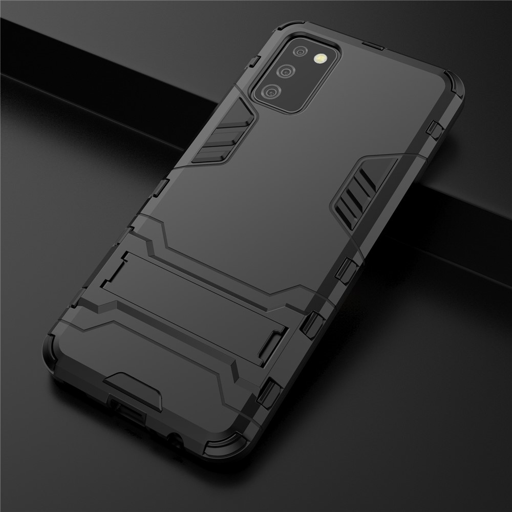 Plastic + TPU Hybrid Case Kickstand Shell for Samsung Galaxy A02s (EU Version) - Black-8