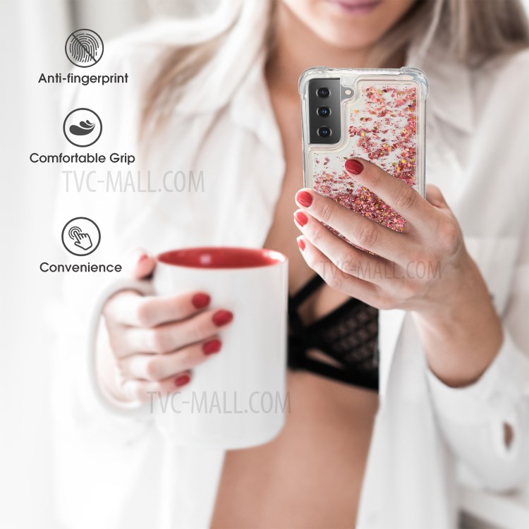 Quicksand Design TPU Shockproof Phone Case for Samsung Galaxy S21+ 5G - Rose Gold-5