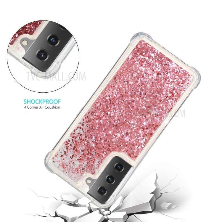 Anti-Drop Shockproof TPU Phone Case Quicksand Design for Samsung Galaxy S21 Ultra 5G - Pink-3