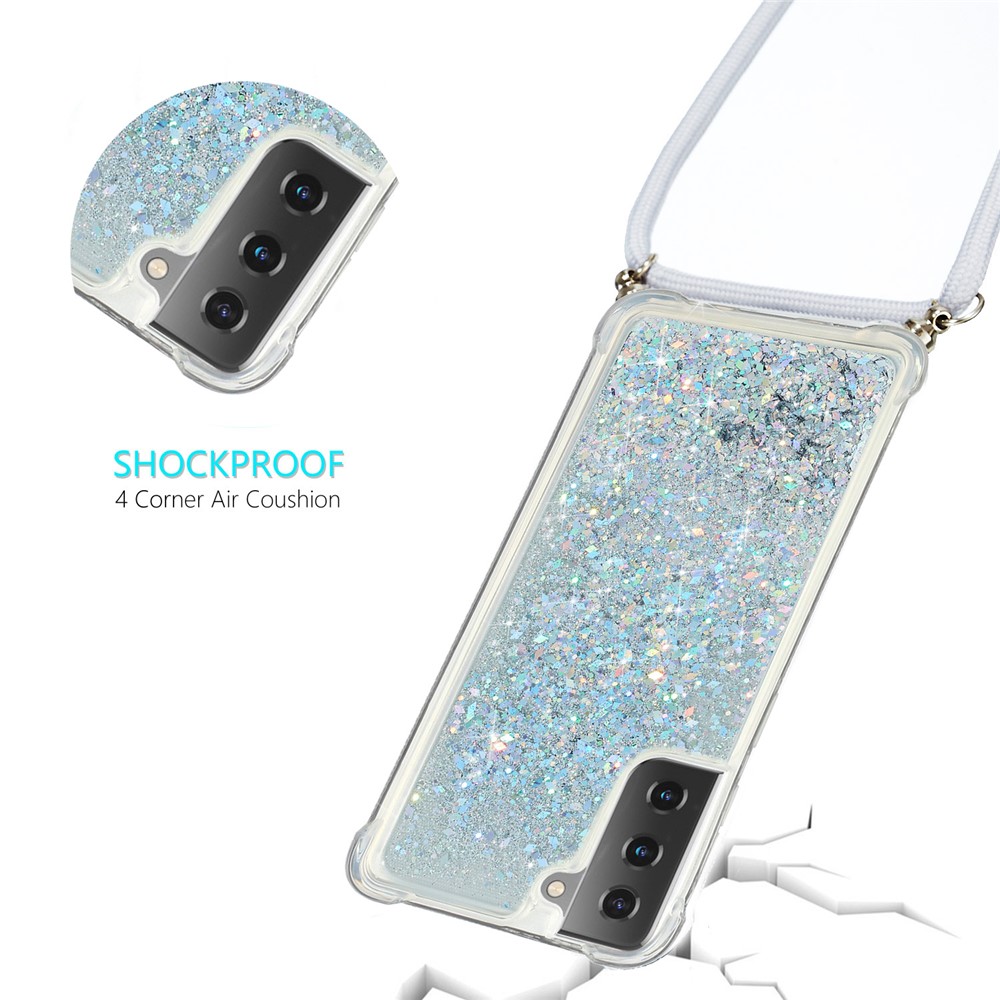Quicksand TPU Phone Case with Hanging Rope for Samsung Galaxy S21 5G - Silver-3