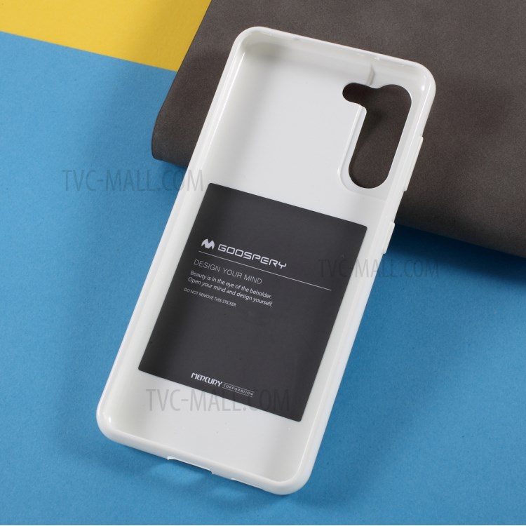 MERCURY GOOSPERY Stylish Glitter Powder Soft TPU Cell Phone Cover for Samsung Galaxy S21 5G - White-5