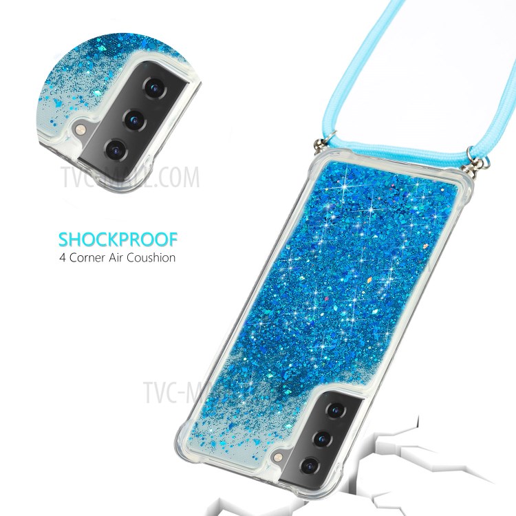 Quicksand TPU Case with Hanging Rope for Samsung Galaxy S21 Ultra 5G - Blue-3