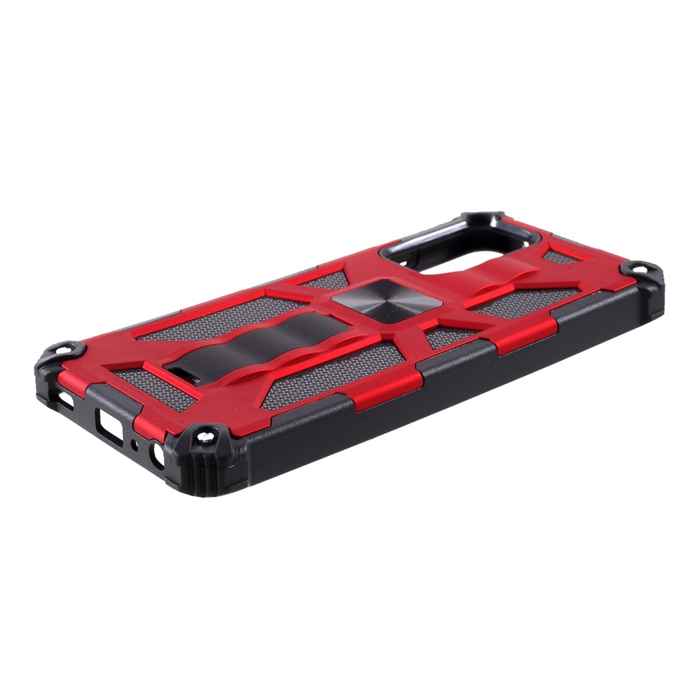PC+TPU Anti-drop Cover with Kickstand and Magnetic Metal Sheet for Samsung Galaxy A52 5G - Red-4