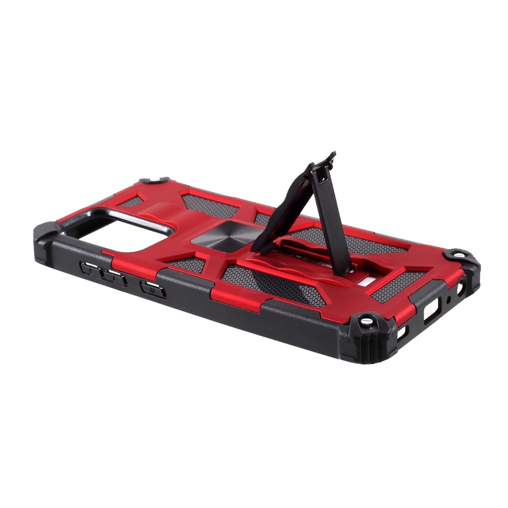 PC+TPU Anti-drop Cover with Kickstand and Magnetic Metal Sheet for Samsung Galaxy A52 5G - Red-5