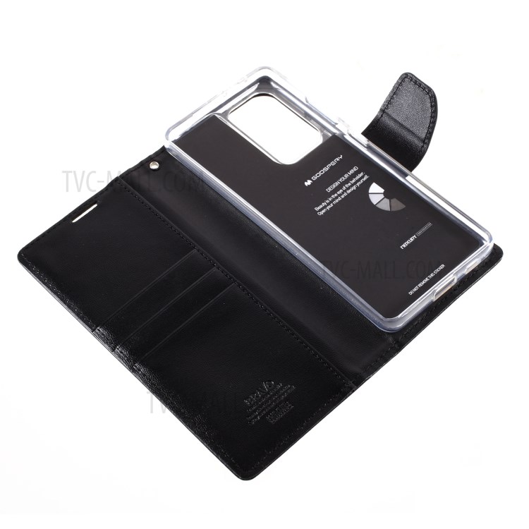 MERCURY GOOSPERY Bravo Diary Leather Wallet Stand Design Case for Samsung Galaxy S21 Ultra 5G - Black-10