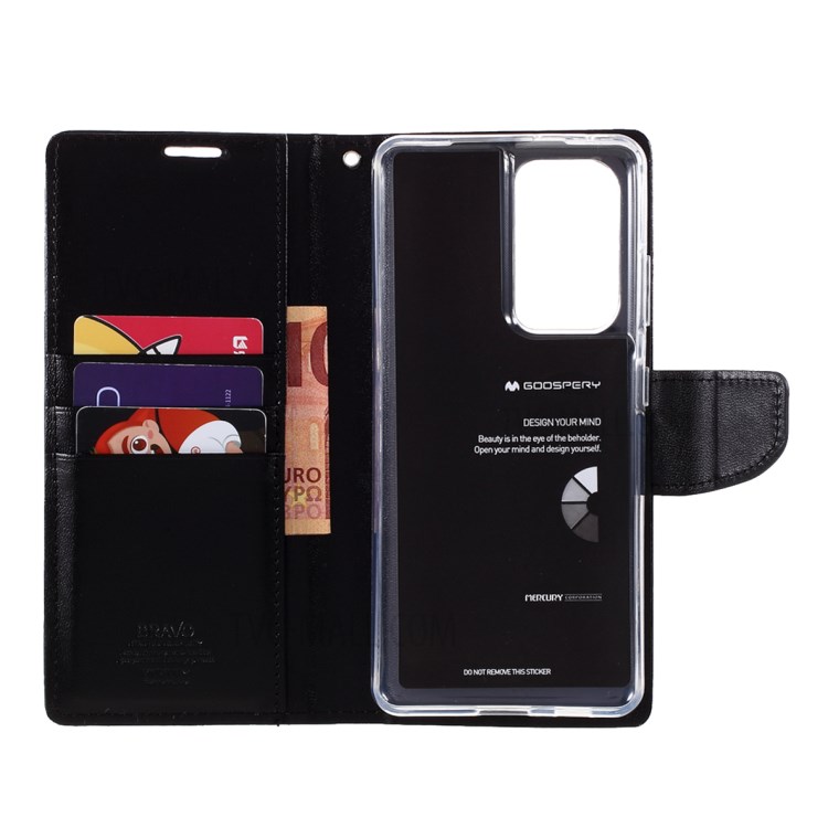 MERCURY GOOSPERY Bravo Diary Leather Wallet Stand Design Case for Samsung Galaxy S21 Ultra 5G - Black-11