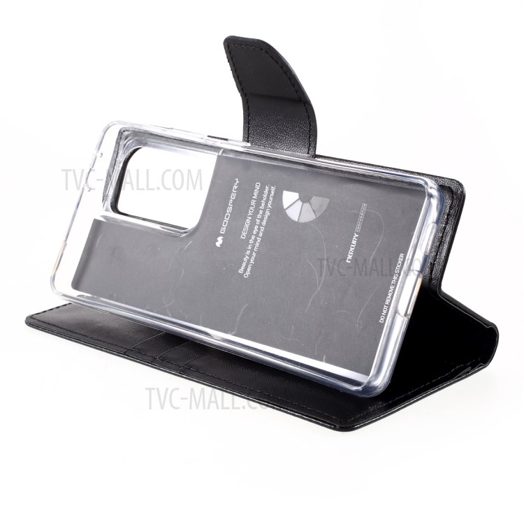 MERCURY GOOSPERY Bravo Diary Leather Wallet Stand Design Case for Samsung Galaxy S21 Ultra 5G - Black-12