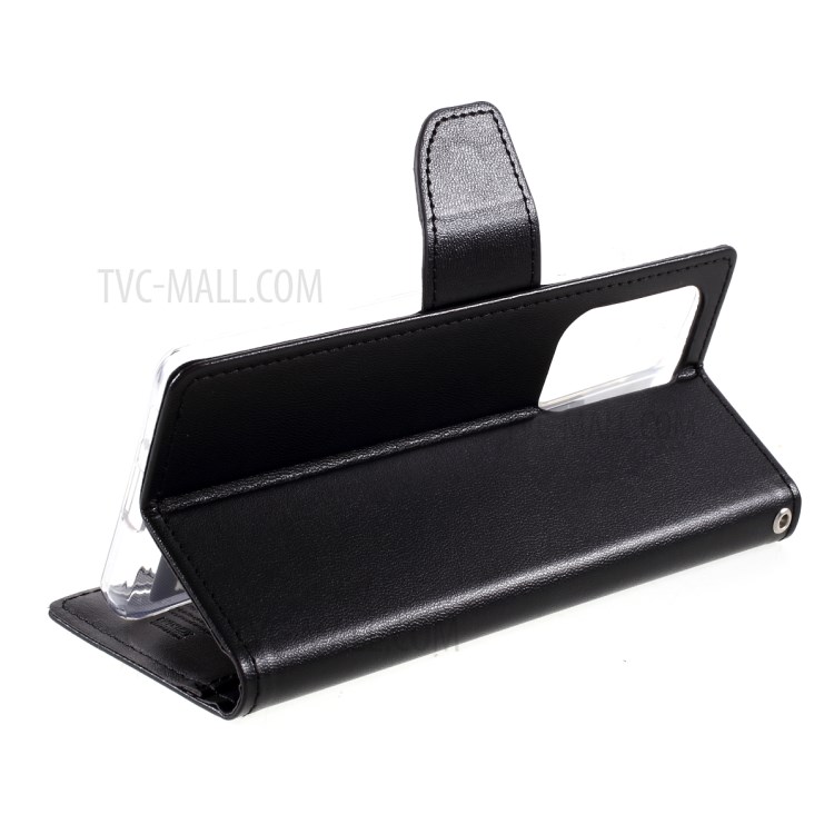 MERCURY GOOSPERY Bravo Diary Leather Wallet Stand Design Case for Samsung Galaxy S21 Ultra 5G - Black-13