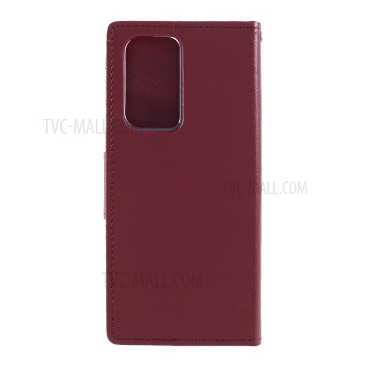 MERCURY GOOSPERY Bravo Diary Leather Wallet Stand Design Case for Samsung Galaxy S21 Ultra 5G - Wine Red-3