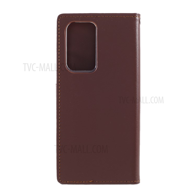MERCURY GOOSPERY Bravo Diary Leather Wallet Stand Design Case for Samsung Galaxy S21 Ultra 5G - Brown-3