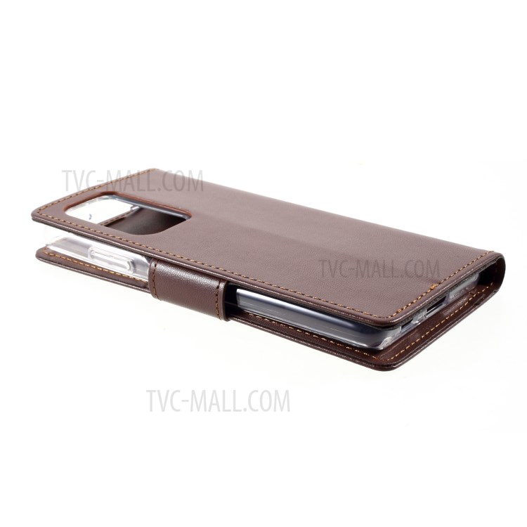 MERCURY GOOSPERY Bravo Diary Leather Wallet Stand Design Case for Samsung Galaxy S21 Ultra 5G - Brown-5