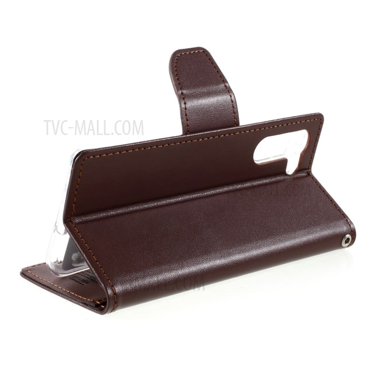 MERCURY GOOSPERY Bravo Diary Leather Case Wallet Stand Design for Samsung Galaxy S21 Plus 5G - Brown-8