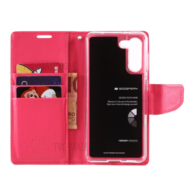 MERCURY GOOSPERY Bravo Diary Leather Case Wallet Stand Design for Samsung Galaxy S21 Plus 5G - Rose-6