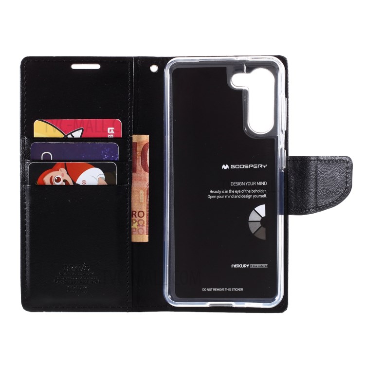 MERCURY GOOSPERY Bravo Diary Leather Case for Samsung Galaxy S21 5G Wallet Design Shell - Black-12