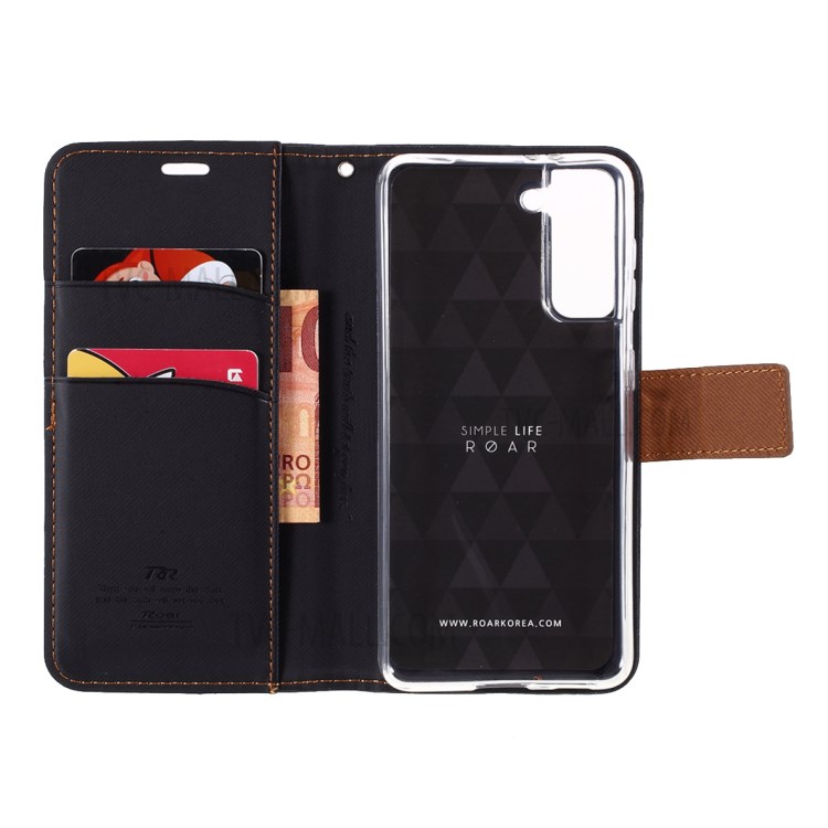 ROAR Cloth Texture Flip Leather Wallet Cover Case with Stand for Samsung Galaxy S21 Plus - Black-10