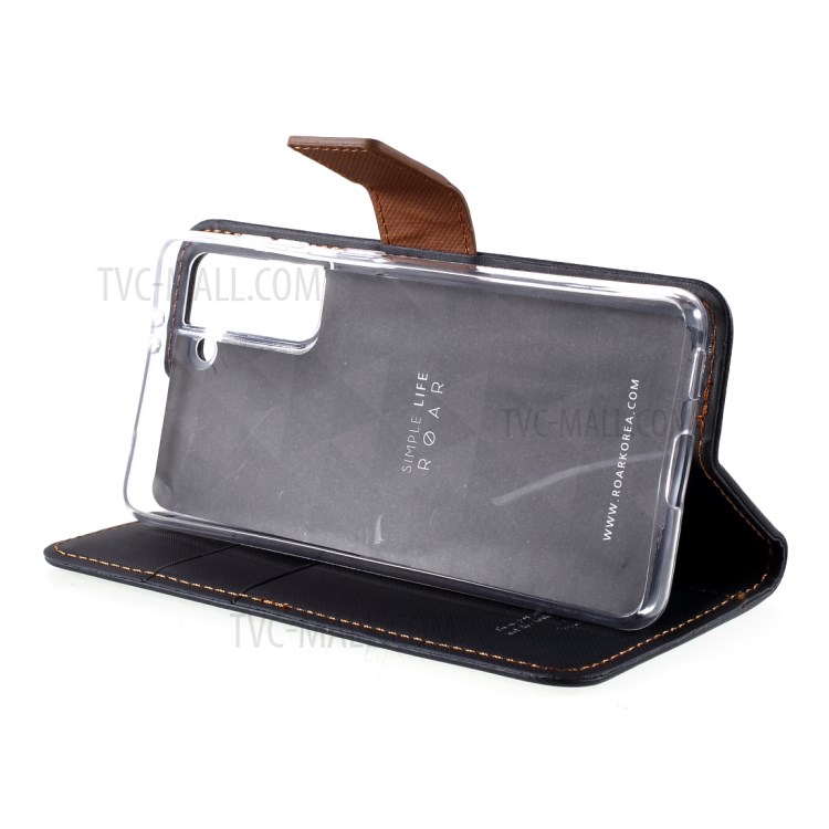 ROAR Cloth Texture Flip Leather Wallet Cover Case with Stand for Samsung Galaxy S21 Plus - Black-11