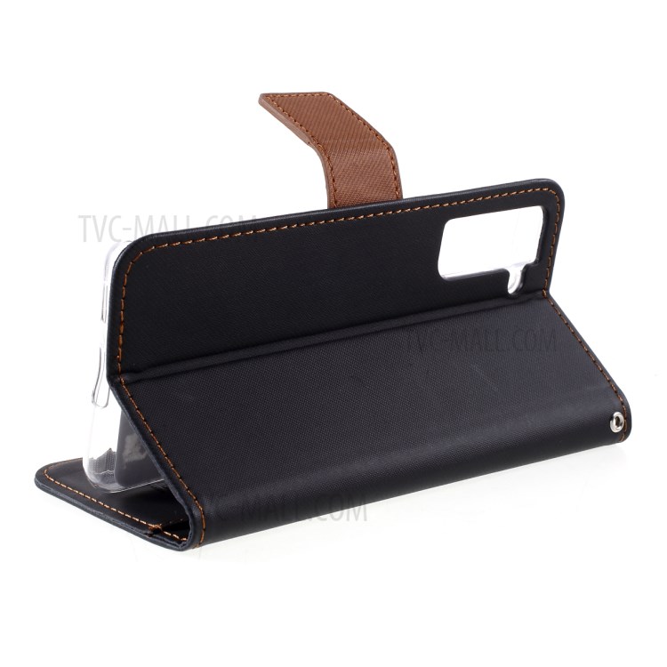 ROAR Cloth Texture Flip Leather Wallet Cover Case with Stand for Samsung Galaxy S21 Plus - Black-12