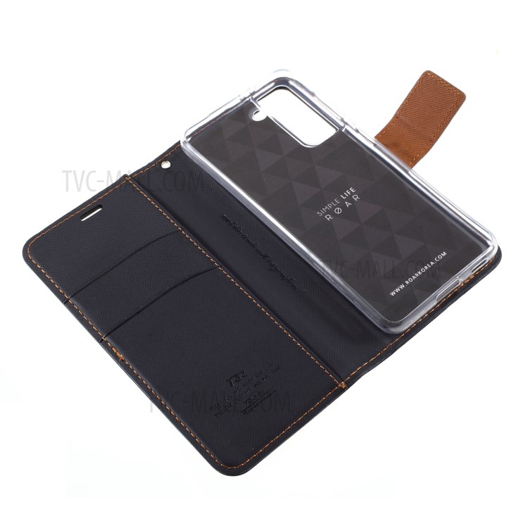 ROAR Cloth Texture Flip Leather Wallet Cover Case with Stand for Samsung Galaxy S21 Plus - Black-9