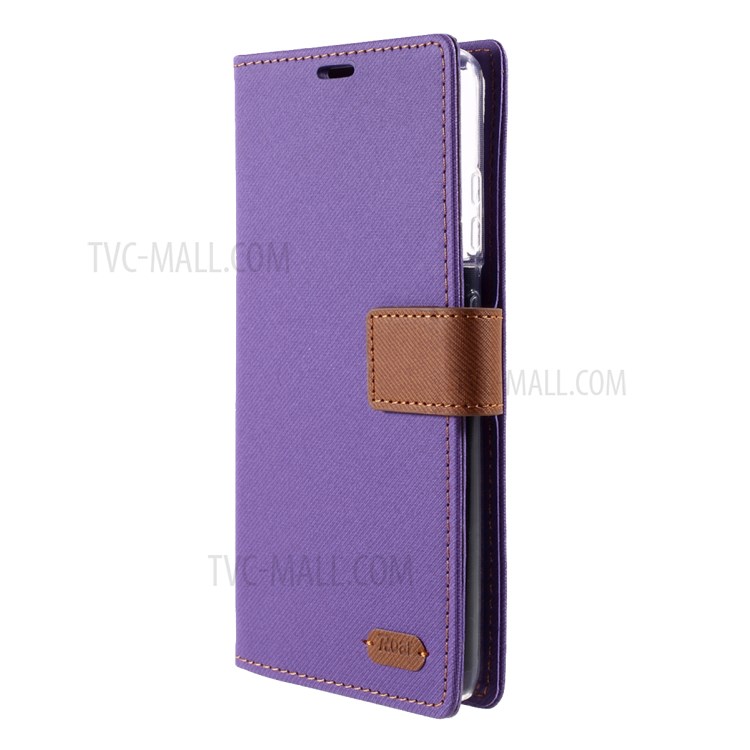 ROAR Wallet Stand Design Twill Grain Folio Flip Leather Case Cover for Samsung Galaxy S21 Ultra - Purple-2