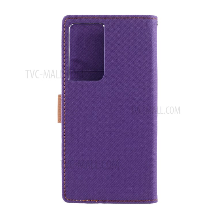 ROAR Wallet Stand Design Twill Grain Folio Flip Leather Case Cover for Samsung Galaxy S21 Ultra - Purple-3