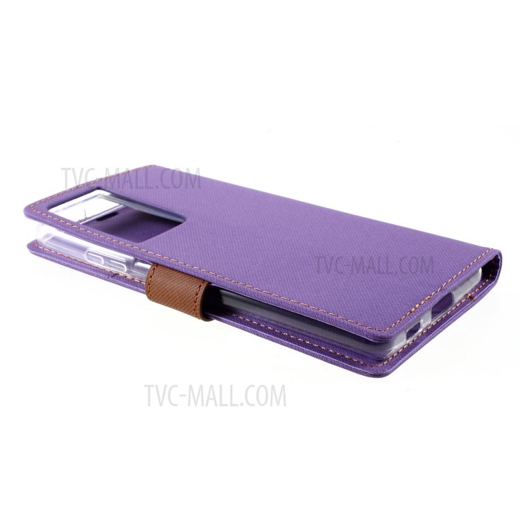 ROAR Wallet Stand Design Twill Grain Folio Flip Leather Case Cover for Samsung Galaxy S21 Ultra - Purple-5